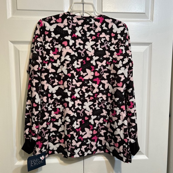 NWT Zoe + Chloe Size S Small Scrub Set Jacket & Top Breast Cancer Awareness - Picture 6 of 10